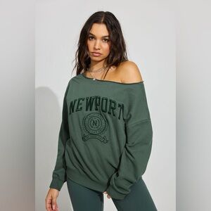 Garage Newport Forest Green Off-Shoulder Sweater - Size XXS